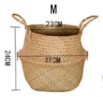 panier pliable osier tissé motifs réguliers poignées cuir naturel rustique jardin