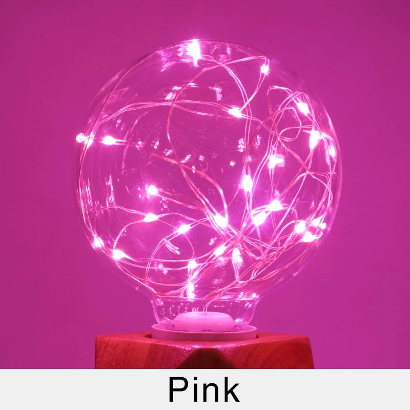ampoule led décorative multicolore fil cuivre entrelacé opacité verre e27