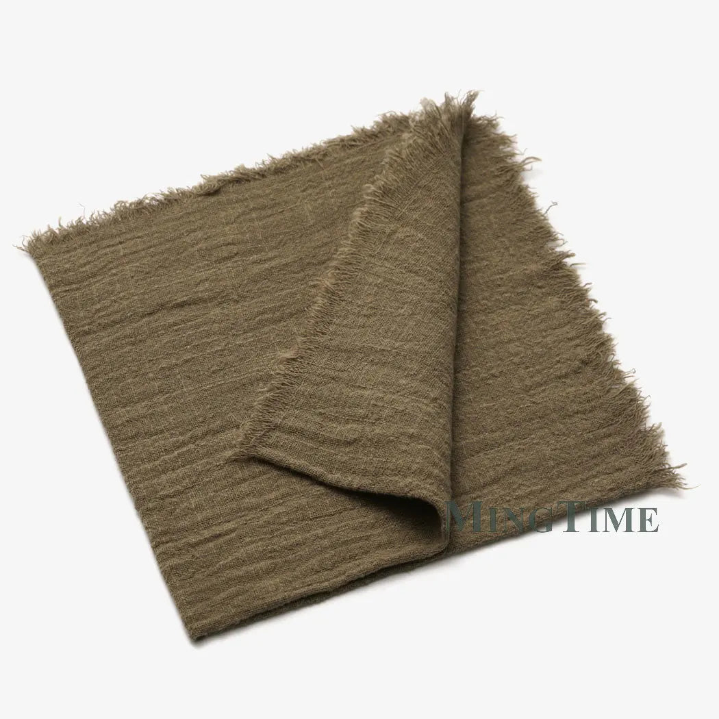 serviette table moderne gris rose pâle franges bord texture rugueuse opacité rustique