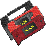 tapis sol rouge noir quilté moderne hitachi logo cabine véhicule