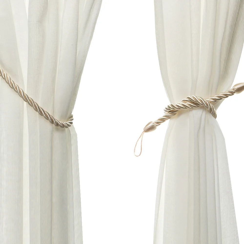 corde rideaux torsadée moderne beige blanc doré 70cm 55g polyester