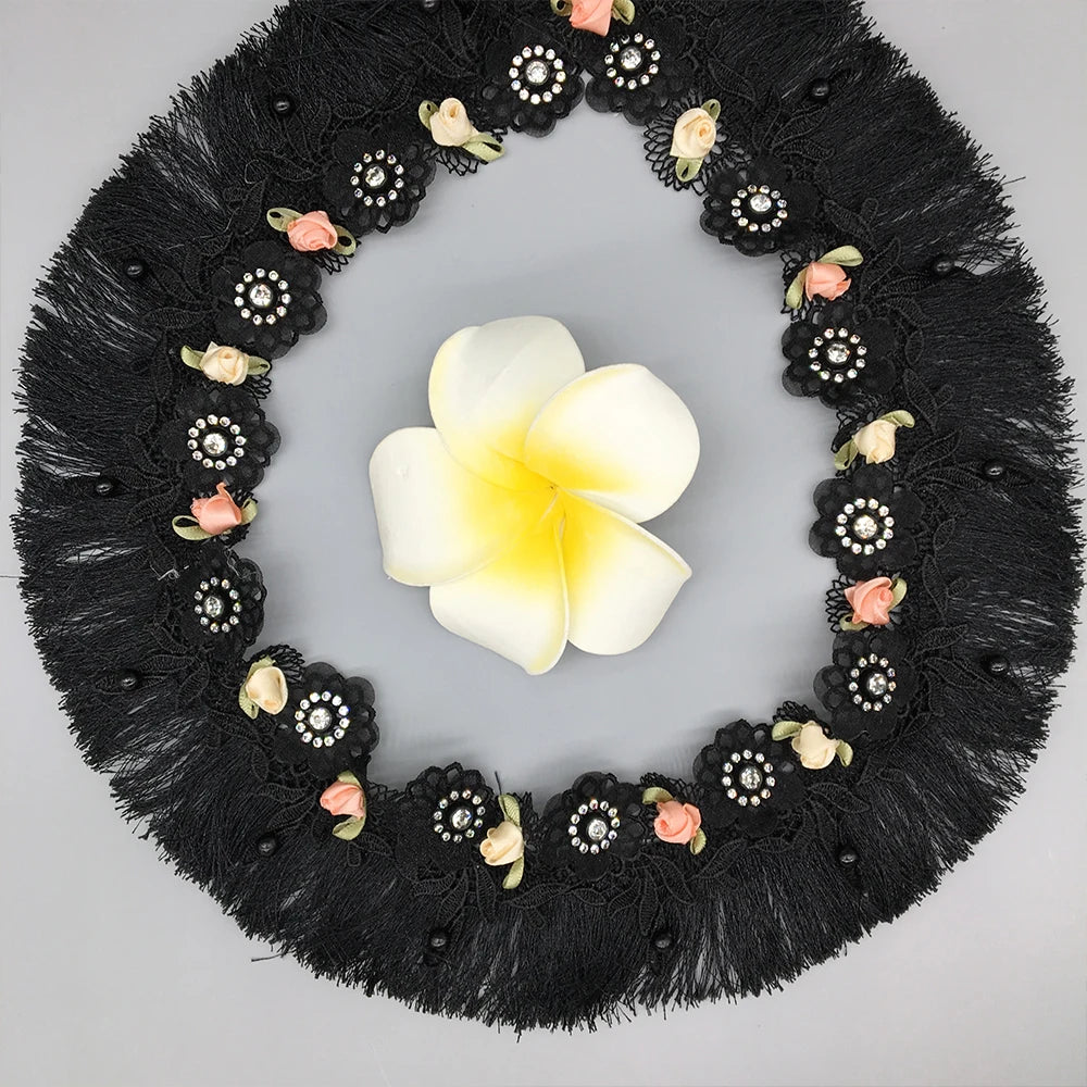 ruban dentelé franges fleurs artificielles noir blanc rose pâle vintage romantique mariage