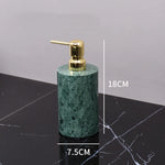 ensemble salle bain marbre vert doré distributeur savon porte brosse dents plateau rangement