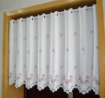 rideau semi transparent fleuri brodé blanc rose fenêtre chambre vintage 30cm 88cm