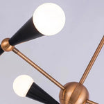 lustre suspension moderne or noir 12 sphères blanches structure métallique