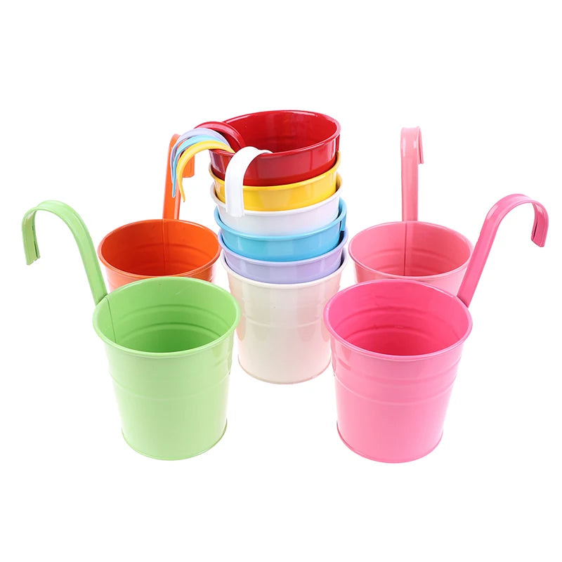 Pots fleurs fer rouge vert rose orange classiques anneau suspension mur balcon jardin moderne