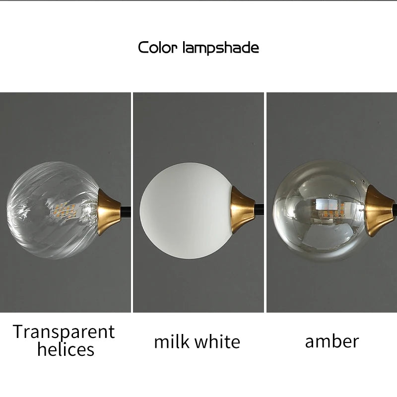 suspension lumineuse moderne noir doré sphères translucides led géométrique scandinave