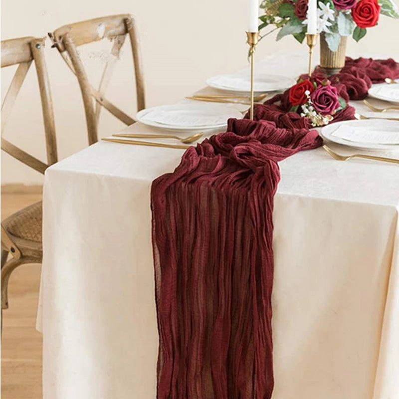ruban table coton orange rouge rose beige rayures plissé décoration noël mariage hiver