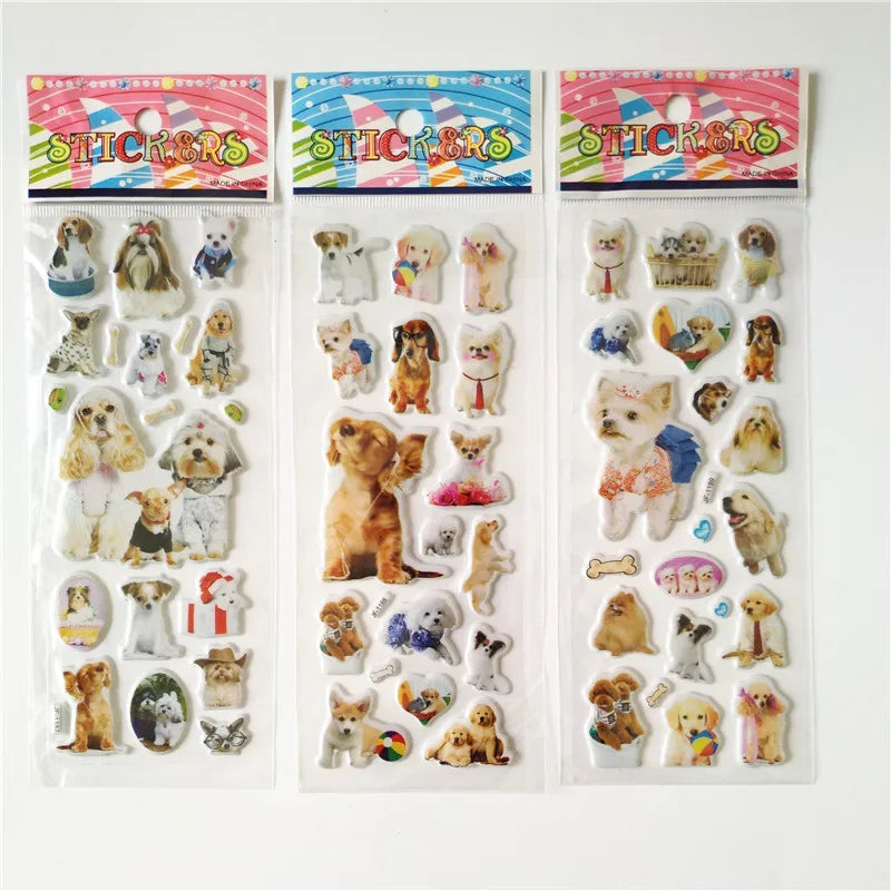 stickers adhésifs animaux dessin animé chat chien papillon dino transparent enfants craft cadeaux anniversaire