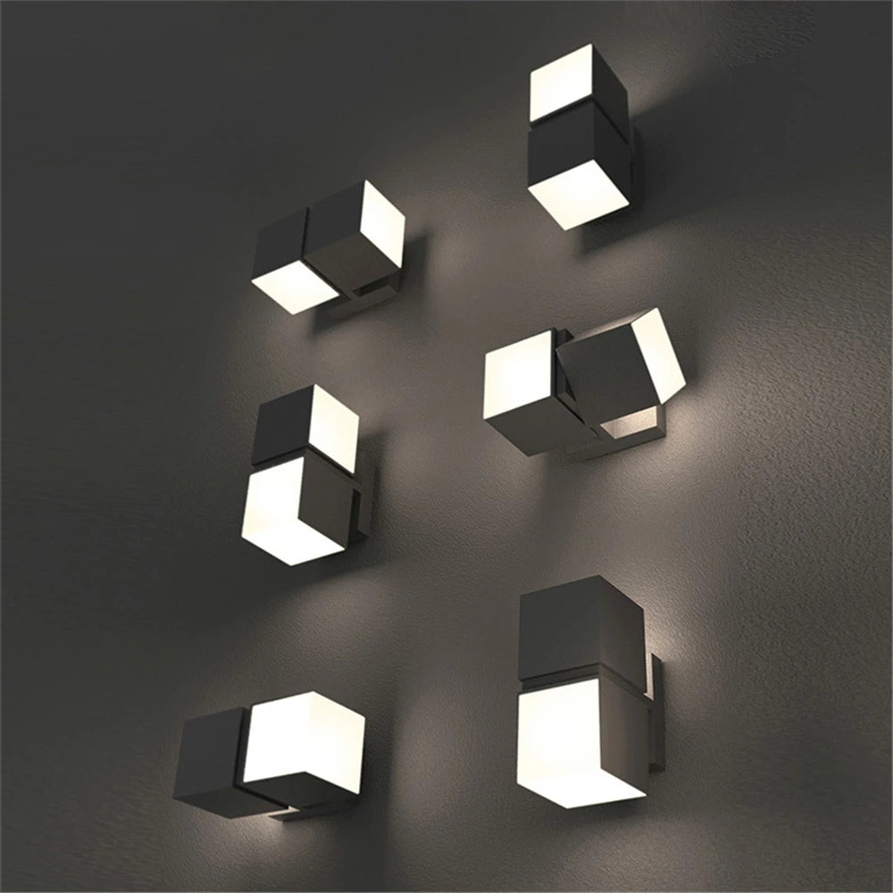 applique murale led moderne noire rectangulaire carrée extérieure hydrofuge verre