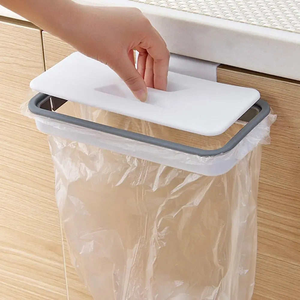 sac poubelle suspendu blanc gris clips utilisation multiple moderne pratique cuisine organisateur