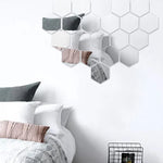 sticker miroir moderne argenté hexagonal adhésif décoration intérieure résistante humidité papier peint réfléchi