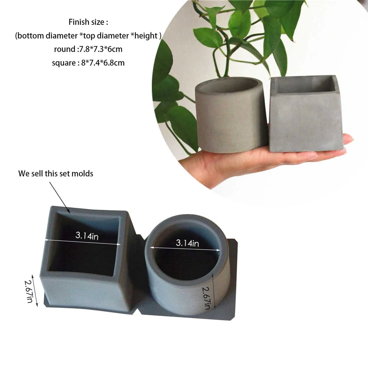 moule silicone pot plante carré rond reutilisable moderne gris mat opacité