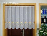 rideau blanc brodé fleurs or transparent classique fenêtre H30 W150 H90 W150 H75 W150
