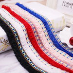 rubans jacquard franges motifs géométriques bleu rouge blanc rose ethnique boho chic opaques decoration