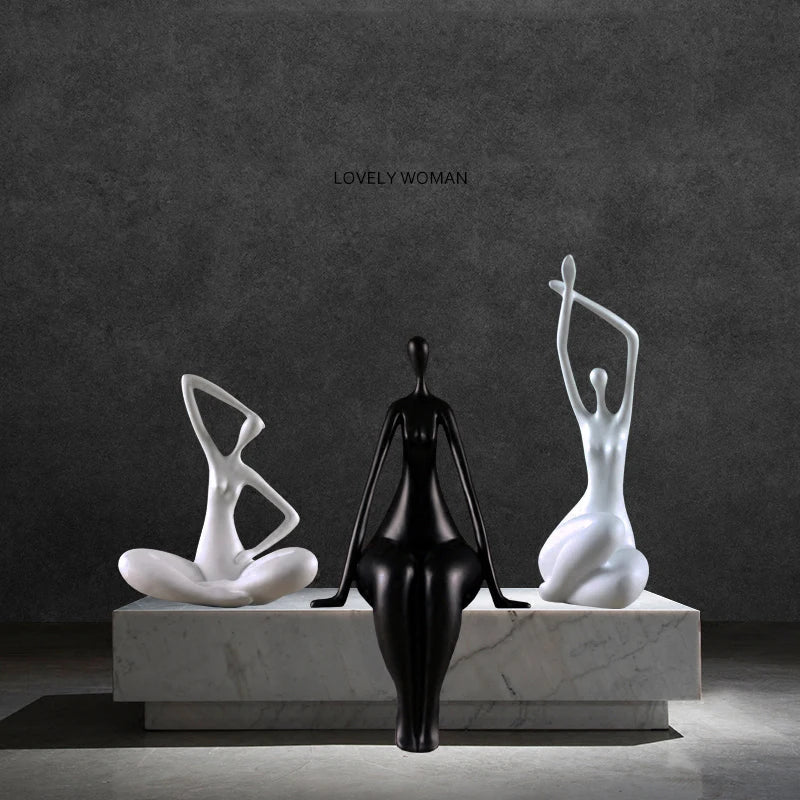 statues abstraites femmes rouge blanc noir contemporaines minimaliste maisonDecoration fete anniversaire noel valentin mariage