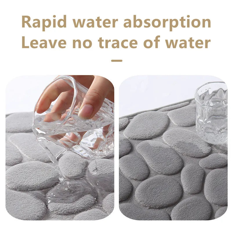tapis bain moderne gris beige antidérapant absorption eau effet 3d mousse mémoire forme respect