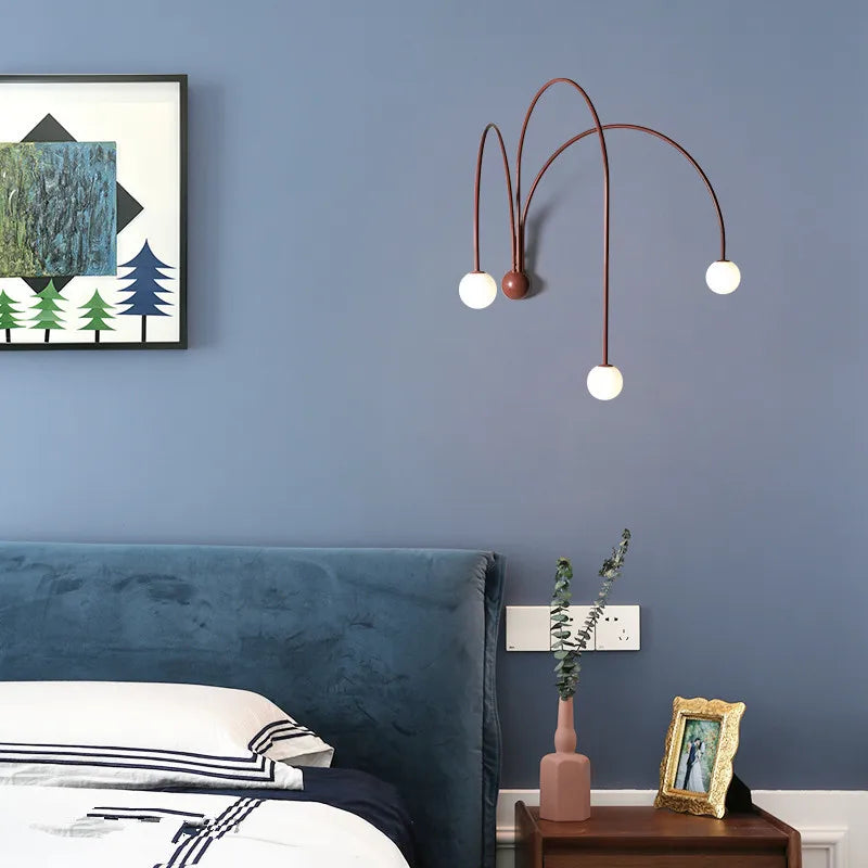 lampe murale moderne sphères blanches structure métal marron éclairage quotidien cuisine chambre coucher salle