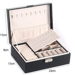 boîte bijoux rose pâle blanc noir miroir compartiments bracelets boucles oreilles bagues montres portable