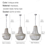 suspension lumineuse bois corde chanvre blanc gris rustique bohème 3luxe