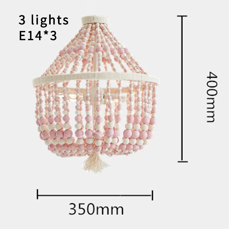 suspension lumineuse moderne bois blanc rose beige métallique chambre enfant