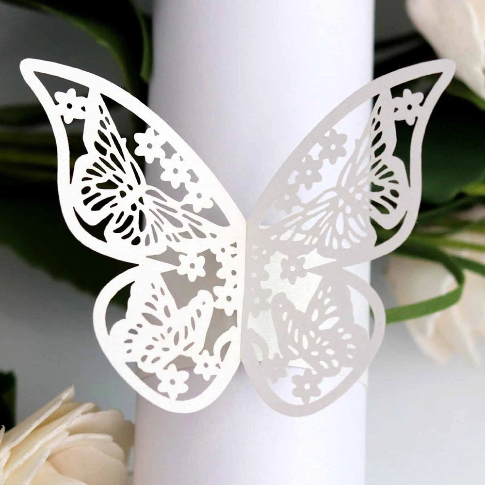 anneau serviettes papier motif papillon floral mariage anniversaire décoration table élégante vàng bạc hồng