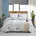 ensemble couette couverture matelassée motifs floraux coton quilté maison toutes saisons