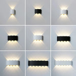 Applique murale LED étanche noire moderne pour extérieur et intérieur
