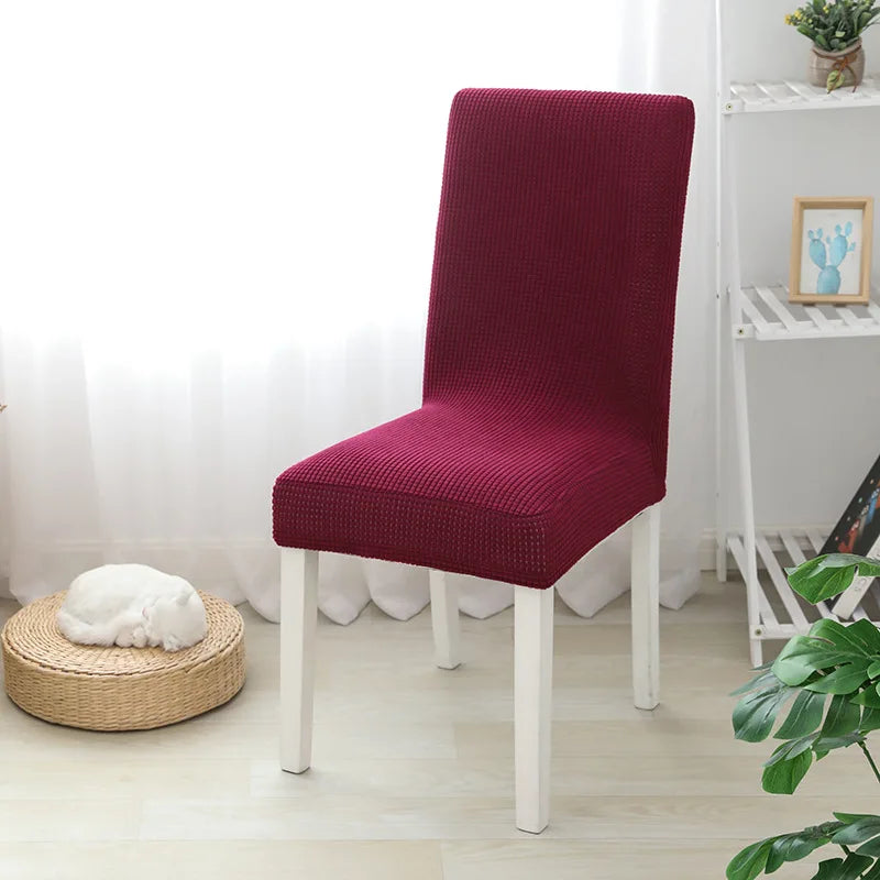 housse chaise marron noir bleu rose verte gris moderne spandex polyester jacquard unicolore elastic