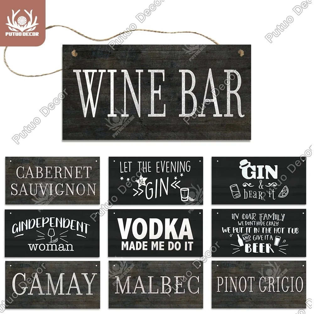 panneaux decoratifs bois rustiques rectangle noir blanc pré perçus vintage textes imprimés