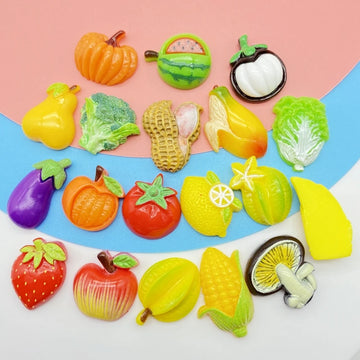 lot 20 mini cabochons résine fruits légumes réalistes bijoux bricolage décoration artisanale