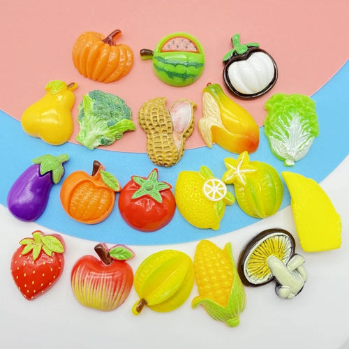 lot 20 mini cabochons résine fruits légumes réalistes bijoux bricolage décoration artisanale