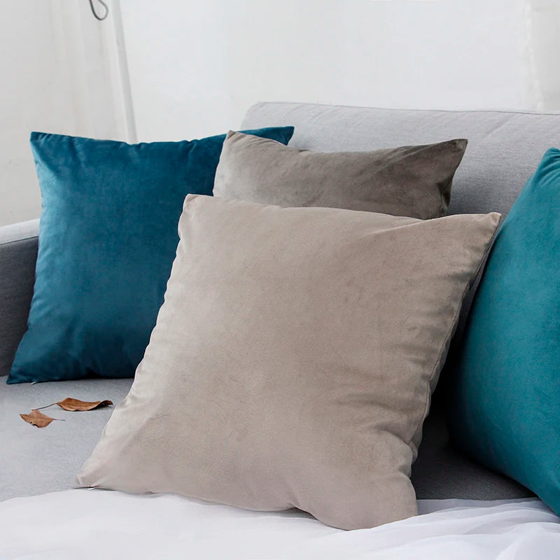 housses coussins velours modernes 40x40cm bleu vert rose gris décor salon voiture