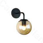 applique murale led moderne sphère verre gravée noir doré chambre salon cuisine 150mm 200mm