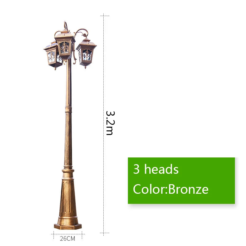 lampe rue industrielle bronze noir verre teinté ornements floraux classique ip54 26cm 3m