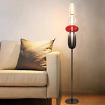 lampe sol moderne rouge blanc doré pied stable minimaliste vitrail led translucent