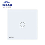 interrupteur mural tactile blanc rond moderne 80x80mm verre trempé gang vis