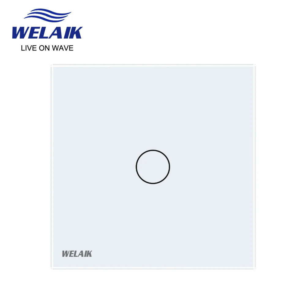 interrupteur mural tactile blanc rond moderne 80x80mm verre trempé gang vis