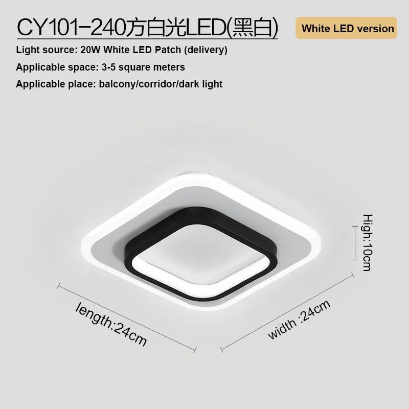 plafonnier moderne led acrylique blanc noir geometrique salle manger chambre cuisine entree