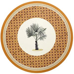 placemat rond vert blanc doré palmiers singes botanics assiette fourchette pain verre vin livre