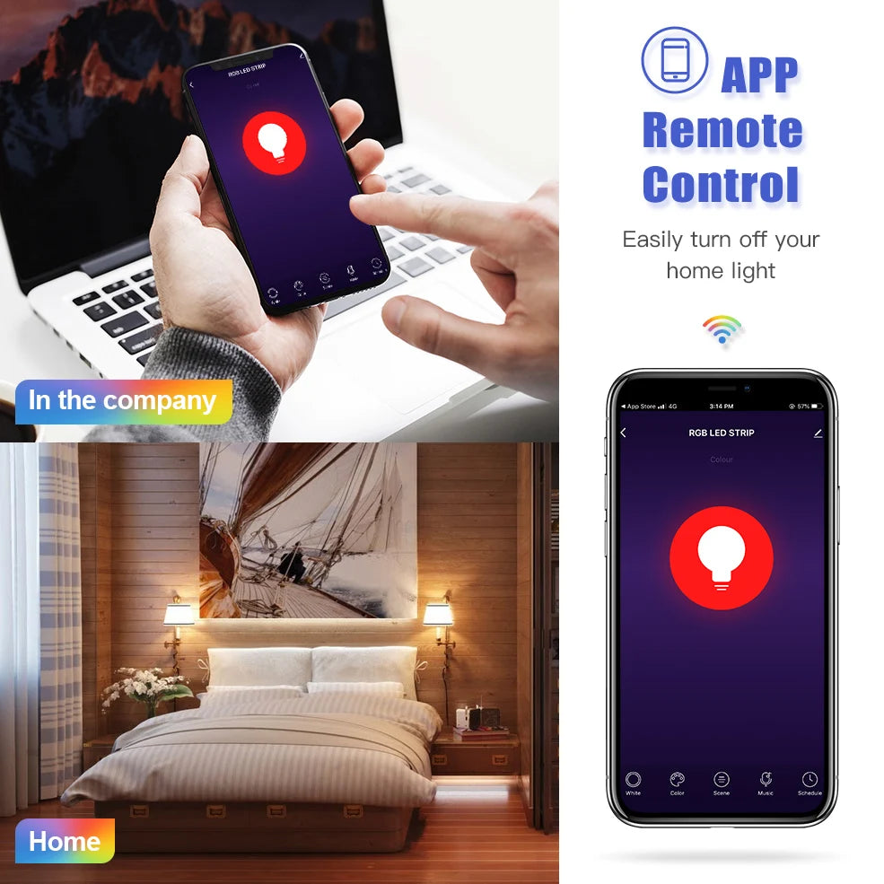 ampoule led intelligente e27 rgb blanc chaud application tuya smart life alexa google moderne