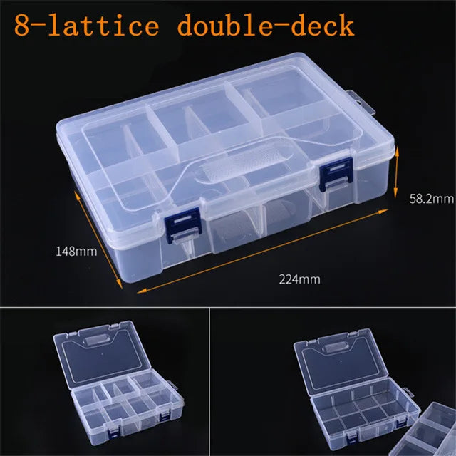 boîtes rangement transparentes modernes compartiments pliables poignées organisation bijoux vis pratiques plastique
