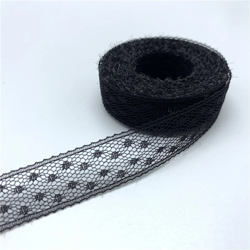 ruban dentelle brodée polyester organza largeur 15mm yards couleurs multiples motifs carrés légèrement transparent