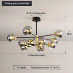 suspension lumineuse moderne boules sphériques translucides noir doré led echangement facile