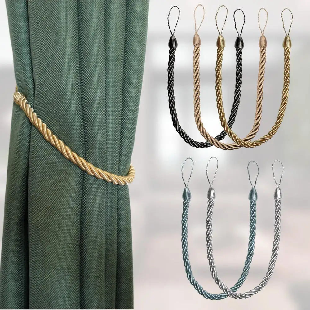corde rideaux moderne or gris anneaux torsadée polonais accessoires décoration maison