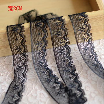 ruban dentelle blanc motif floral transparent vintage 2cm decoratif couture decoration 10mètres