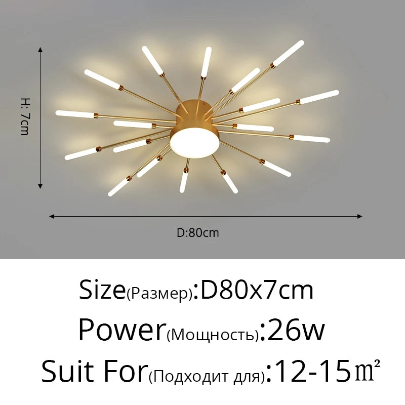 plafonnier moderne or noir lumineux acier alimentation électrique flux lumineux élevé chambre salon