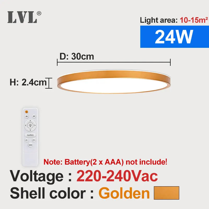 Lampe LED moderne télécommande blanc plat autonome 24W 32W