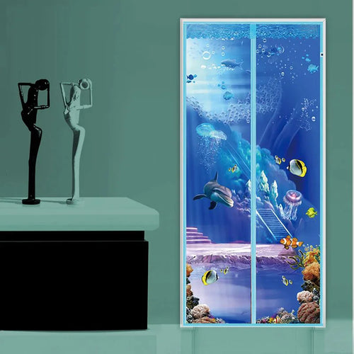 rideau porte décoratif enfantin girafe oiseaux fleurs bleu vert marron Jaune Orange Blanc