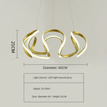suspension lumineuse or blanc spirales élégante contemporaine plafonnier chaînes LED moderne
